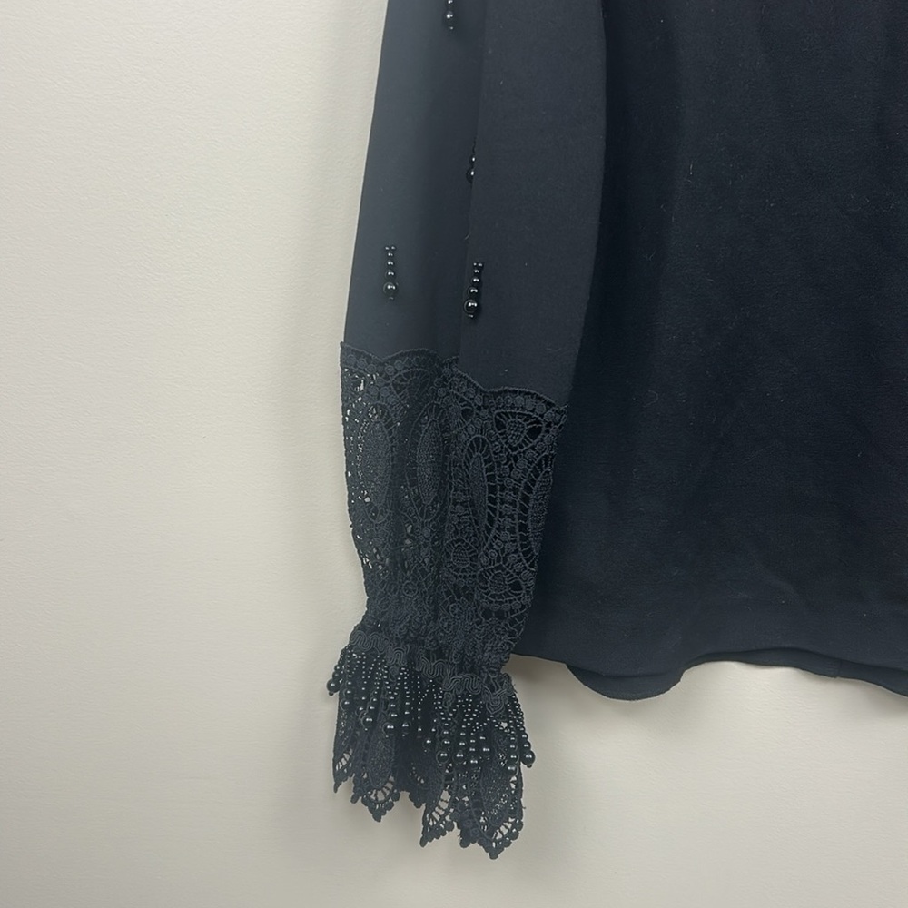 🎀Kobi Halperin  Arianna black Embellished-Sleeve Beaded Top Small - Picture 5 of 12
